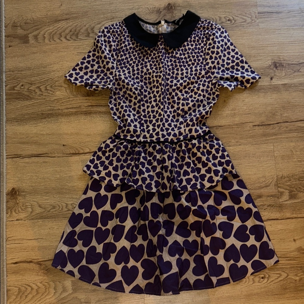 ASOS Purple Heart Dress with Black Collar
